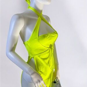Neon Yellow Halter Dress Top